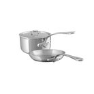 Mauviel M'URBAN 4 Tri-Ply Sauce Pan With Lid 3.4-Qt and Fry Pan 11-Inch, Cast Stainless Steel Handles - Mauviel1830