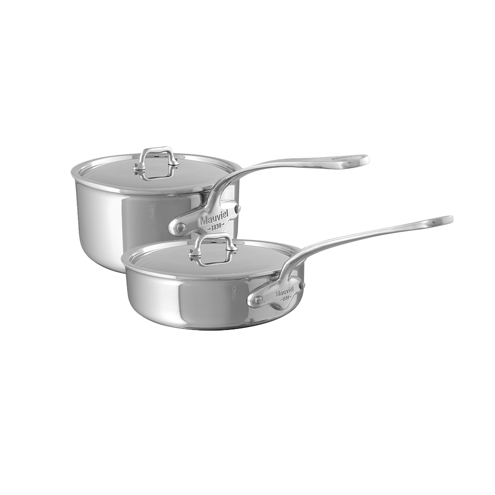 Mauviel M'URBAN 4 Tri-Ply Sauce Pan 2.6-Qt and Saute Pan 3.2-Qt, Cast Stainless Steel Handles - Mauviel1830