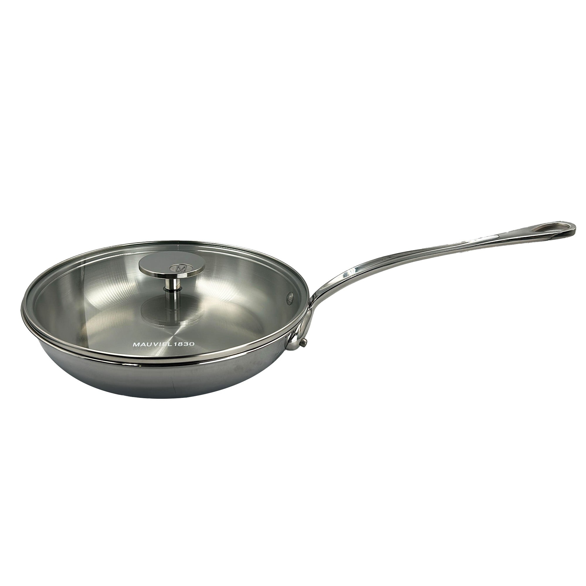 Mauviel M'URBAN 4 Tri-Ply Frying Pan With Glass Lid, Cast Stainless Steel Handle, 9.4-in - Mauviel1830
