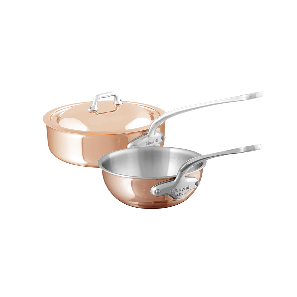 Mauviel M'6 S Induction Copper Chef Pan 3.4-Qt and Saute Pan 3.1-Qt With Cast Stainless Steel Handles - Mauviel1830