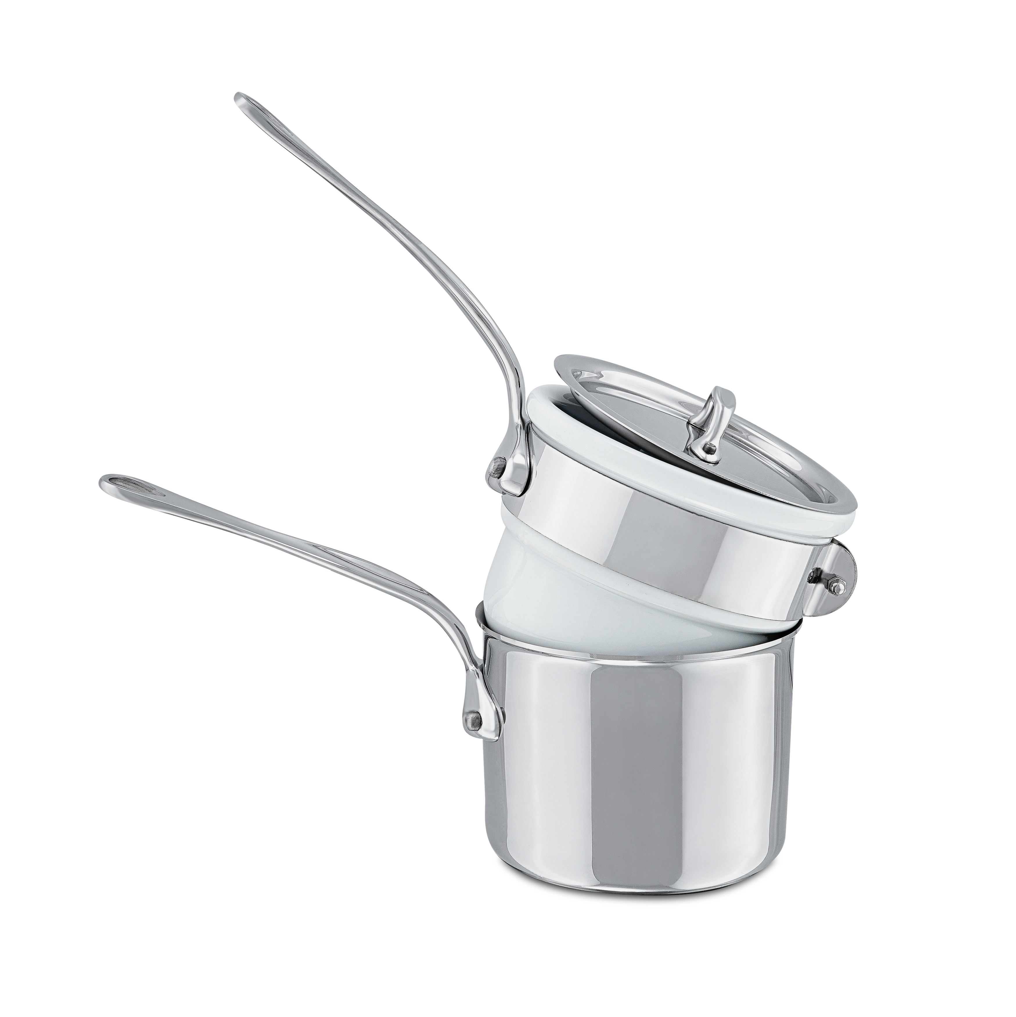 Mauviel Stainless Steel Bain Marie/Double Boiler With Lid, Cast Stainless Steel Handle, 0.9-Qt - Mauviel1830