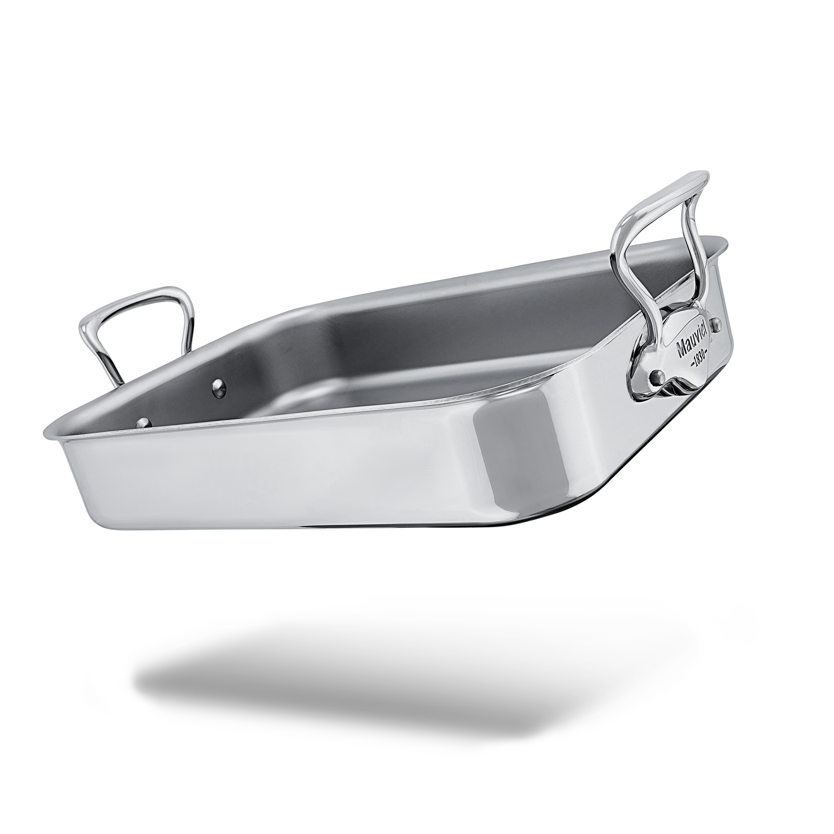 Mauviel Stainless Steel Roasting Pan With Cast Stainless Steel Handle, 9.8 x 8.6-in - Mauviel1830