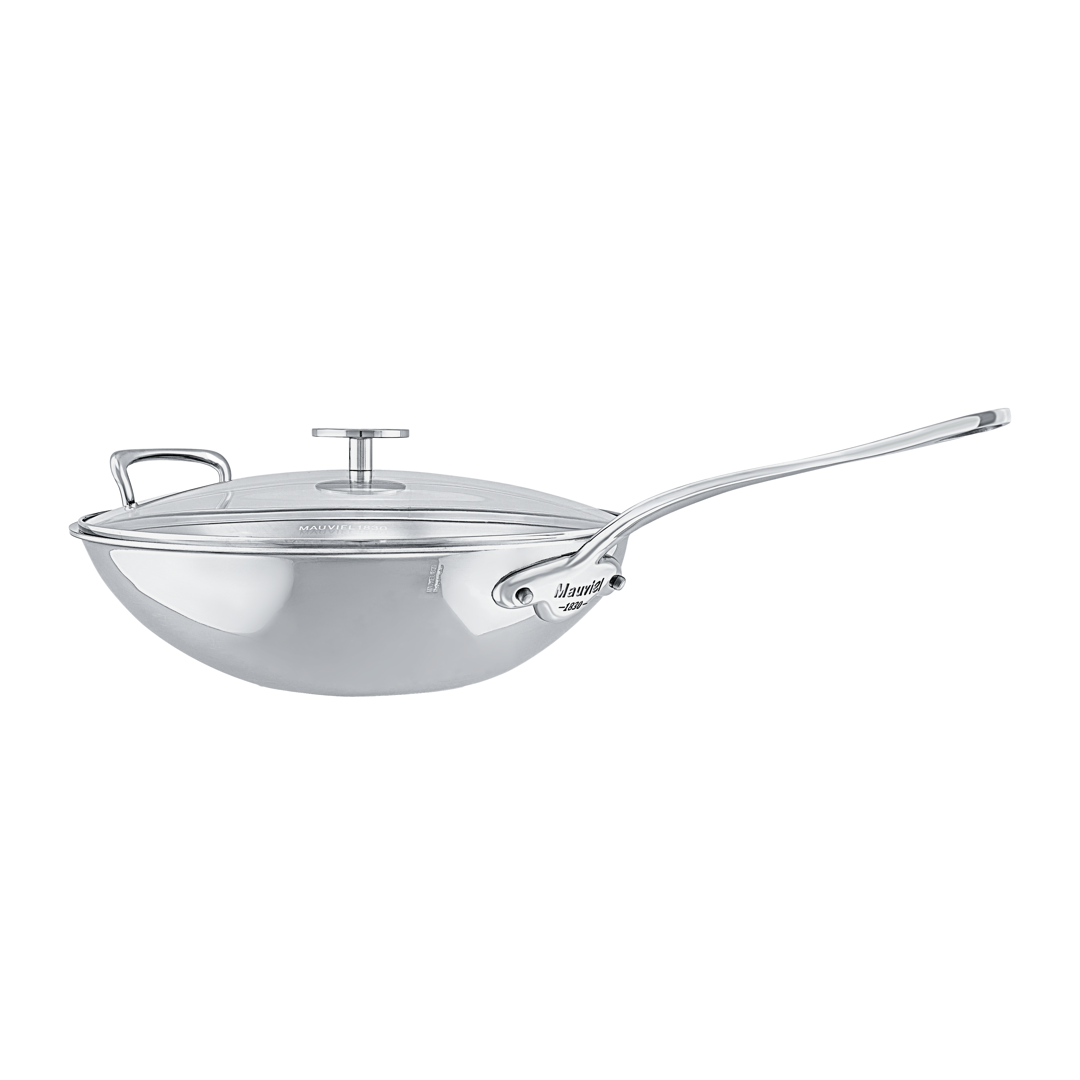 Mauviel M'COOK 5-Ply Wok With Rack, Cast Stainless Steel Long Handle, 5-Qt - Mauviel1830