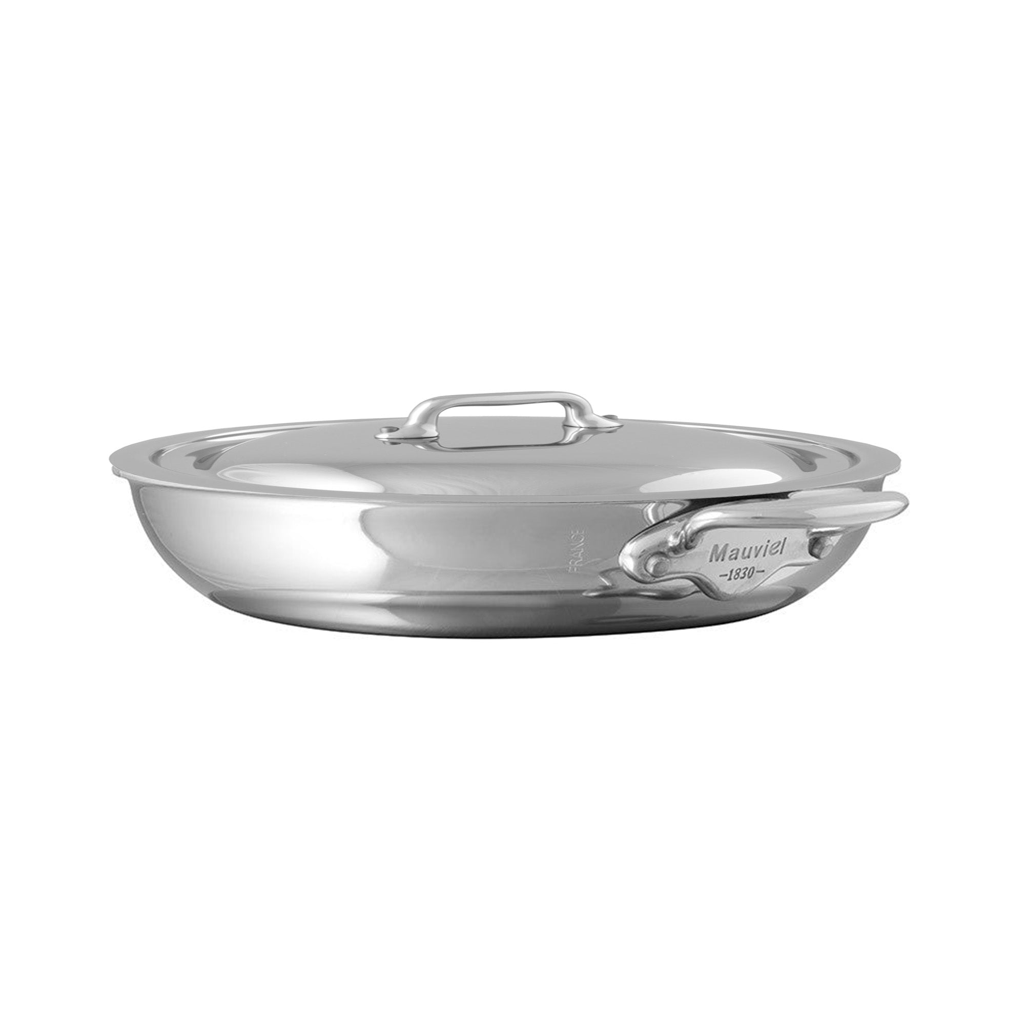 Mauviel M'COOK 5-Ply Round Pan With Curved Lid, Cast Stainless Steel Handles, 11-In - Mauviel1830