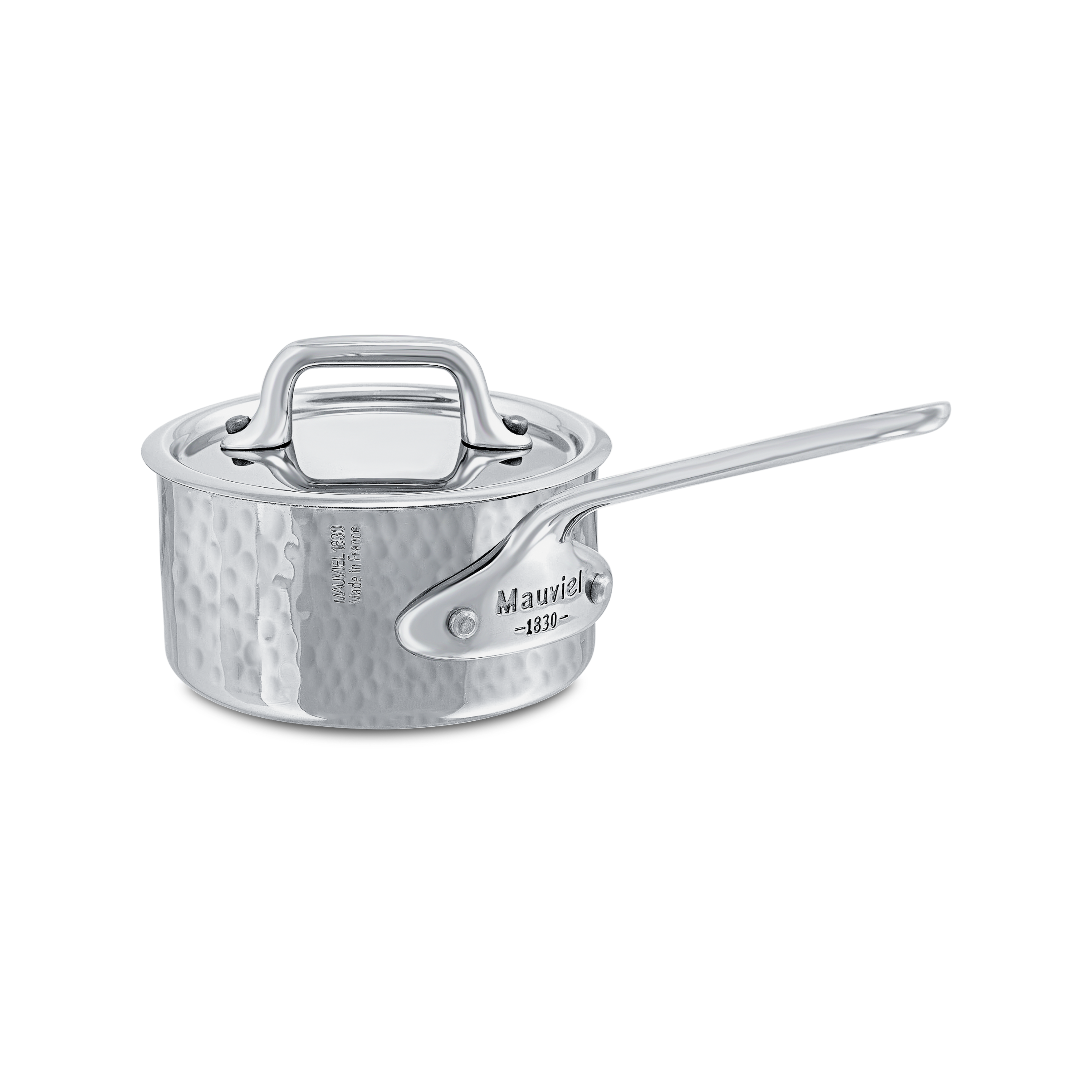 Mauviel M'MINIS Hammered Sauce Pan With Stainless Steel Handle and Lid, 0.3-Quart - Mauviel1830