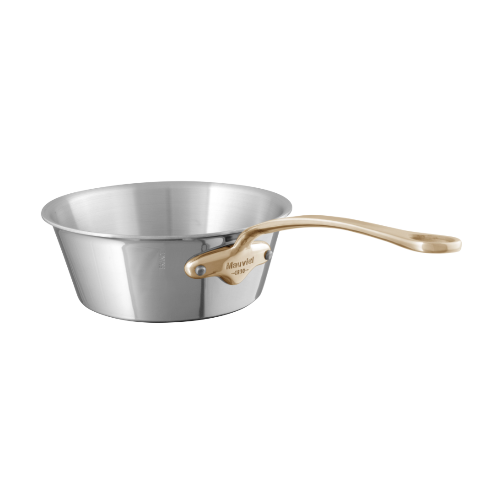 Mauviel M'COOK B 5-Ply Splayed Saute Pan With Lid, Brass Handle, 1.2-Qt - Mauviel1830