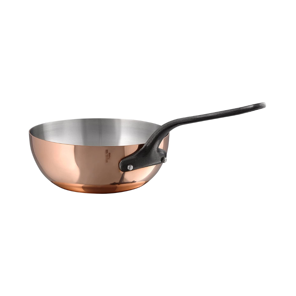 Mauviel M'Heritage M'150 CI 2.1-Qt chef pan with cast iron handle, stainless steel cookware for professional kitchens