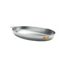 Mauviel Art Déco Stainless Steel Oval Pan With Brass Handles, 13.7-In - Mauviel1830