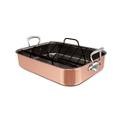 Mauviel Copper Roasting Pan With Rack, Cast Stainless Steel Handles, 13.7 x 9.8-in - Mauviel1830