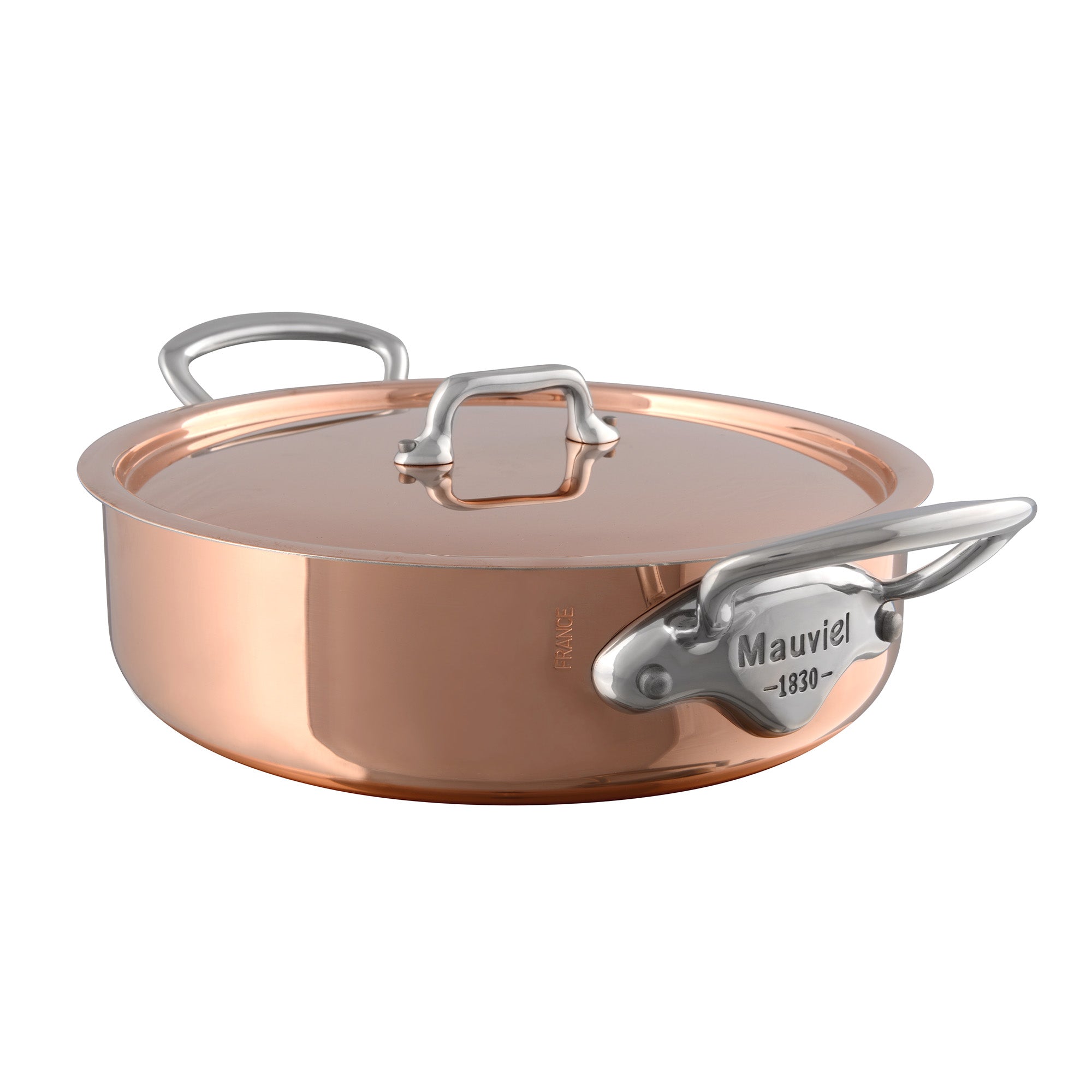 Mauviel M'3 S Copper Rondeau With Lid, Cast Stainless Steel Handle, 3.2-Qt - Mauviel1830