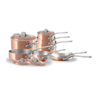 Mauviel M'Heritage M'150 S Copper 12-Piece Copper Cookware Set with Cast Stainless Steel Handles And Curved Lid - Mauviel1830