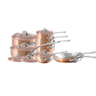 Mauviel M'Heritage M'150 S Copper 14-Piece Copper Cookware Set With Cast Stainless Steel Handles And Curved Lid - Mauviel1830