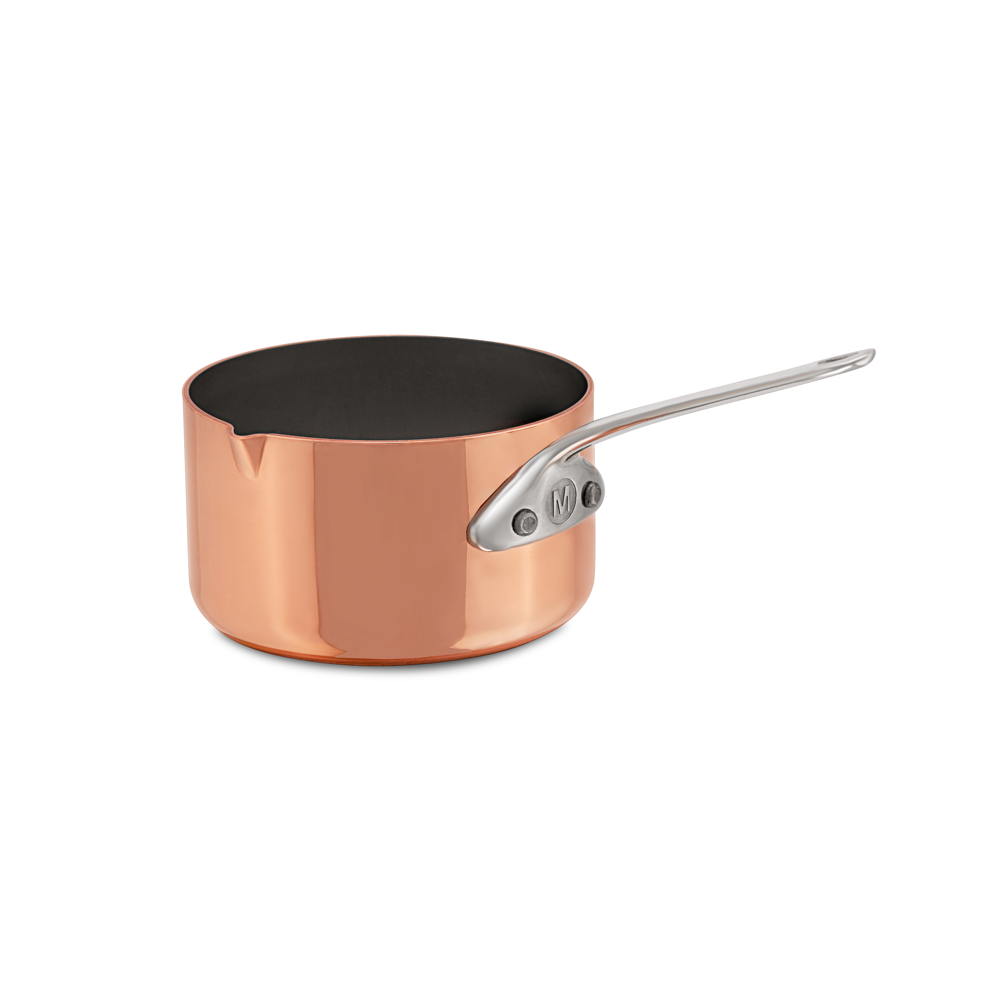 Mauviel M'MINIS copper sauce pan with stainless steel handle, 2.76-inch diameter, ideal for small sauce preparations