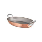 Mauviel M'Heritage M'150 S Copper Oval Pan With Cast Stainless Steel Handles, 9.8-in - Mauviel1830