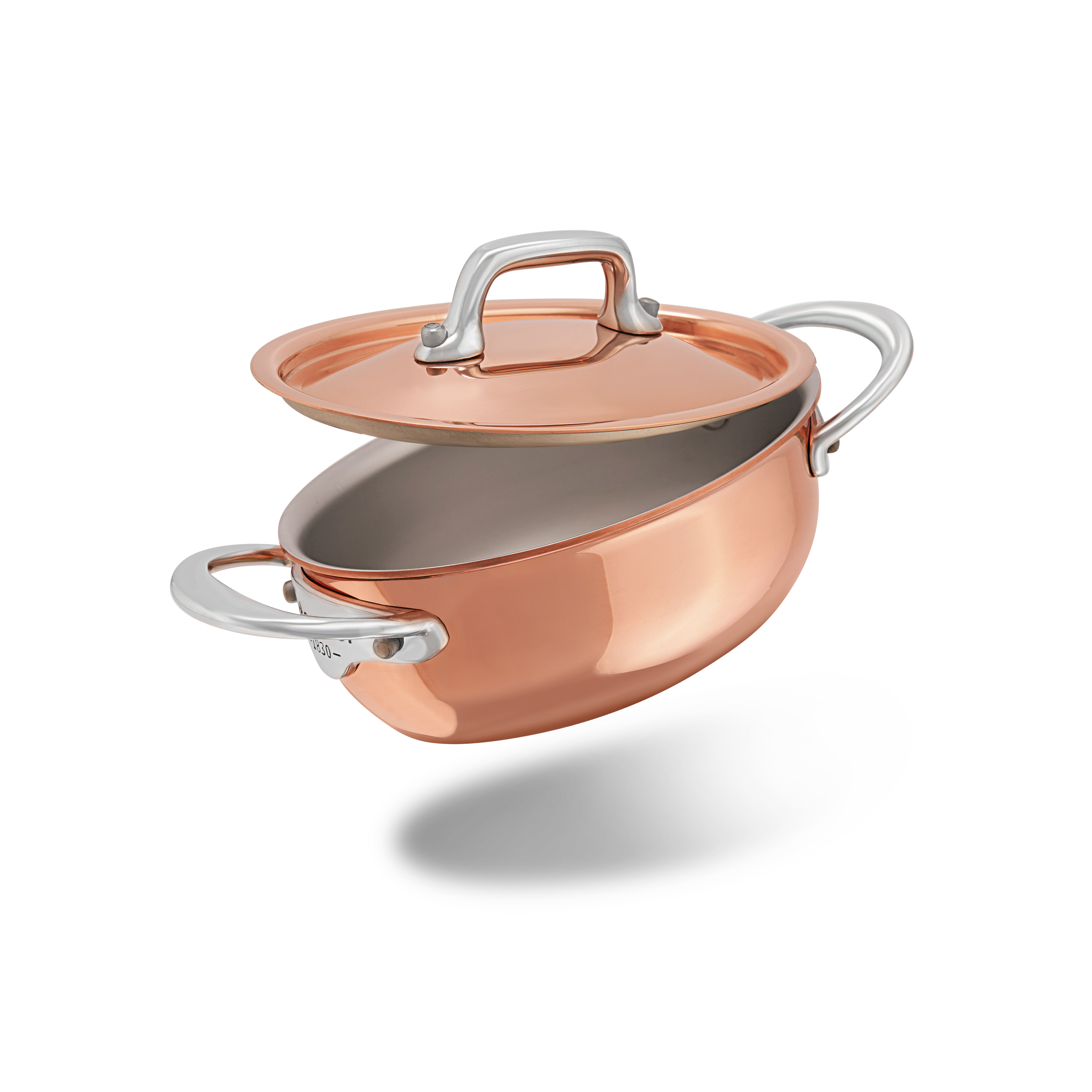 Mauviel M'MINIS Copper Oval Stew Pan With Lid, Stainless Steel Handles, 0.42-Qt - Mauviel1830