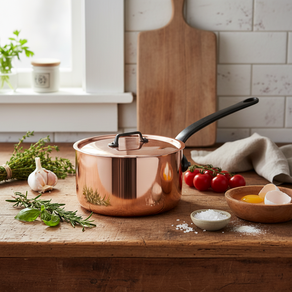 Mauviel M'Heritage M'150 CI Sauce Pan With Lid, Cast Iron Handle, 1.9-Qt - Mauviel1830