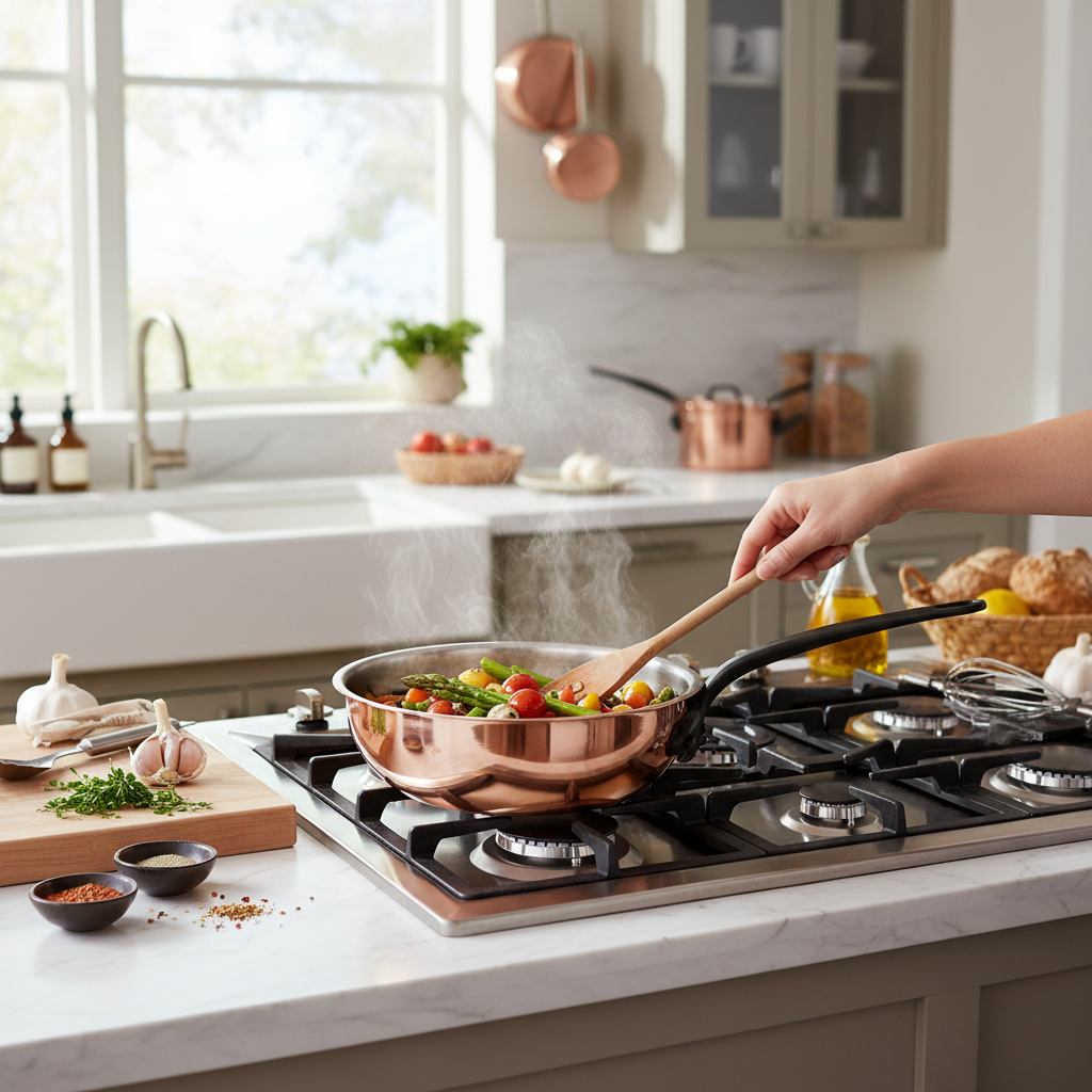 Mauviel M'Heritage M'150 CI cast iron chef pan with lid, curved sides, cast iron handle, 3.6-quart size for versatile cooking.