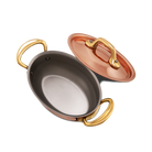 Mauviel M'MINIS Copper Oval Stew Pan With Lid, Brass Handles, 0.42-Quart - Mauviel1830