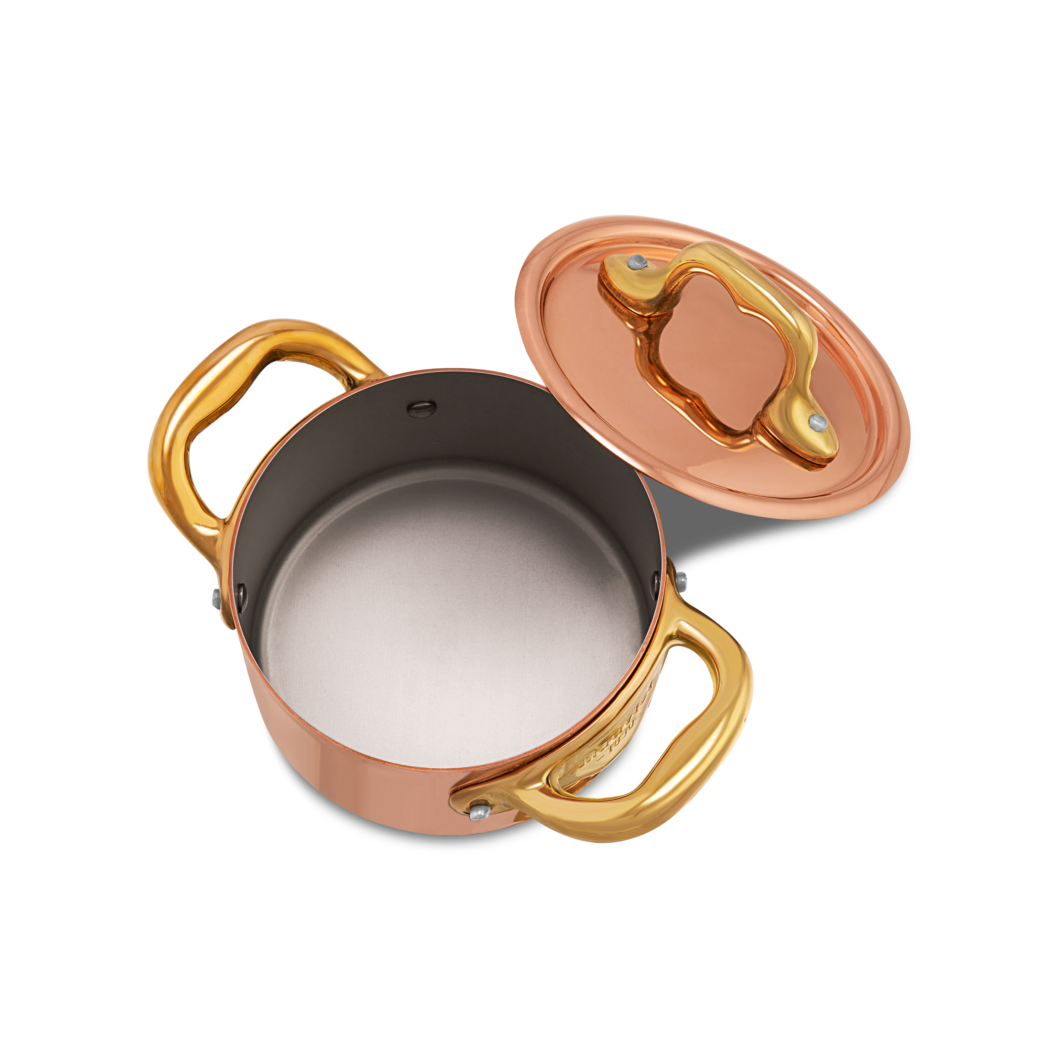 Mauviel M'MINIS Copper Stew Pan With Lid, Brass Handles, 0.34-Quart - Mauviel1830