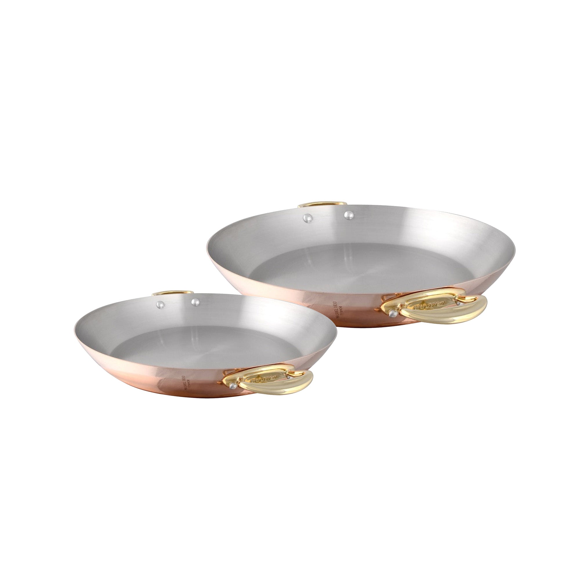 Mauviel M'Heritage M'150 B 2-Piece Copper Round Pan Set With Brass Handles - Mauviel1830