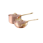 Mauviel M'Heritage M'150 B Copper Chef Pan With Lid 1.3-Qt and Sauce Pan with Lid 1.9-Qt, Brass Handles - Mauviel1830