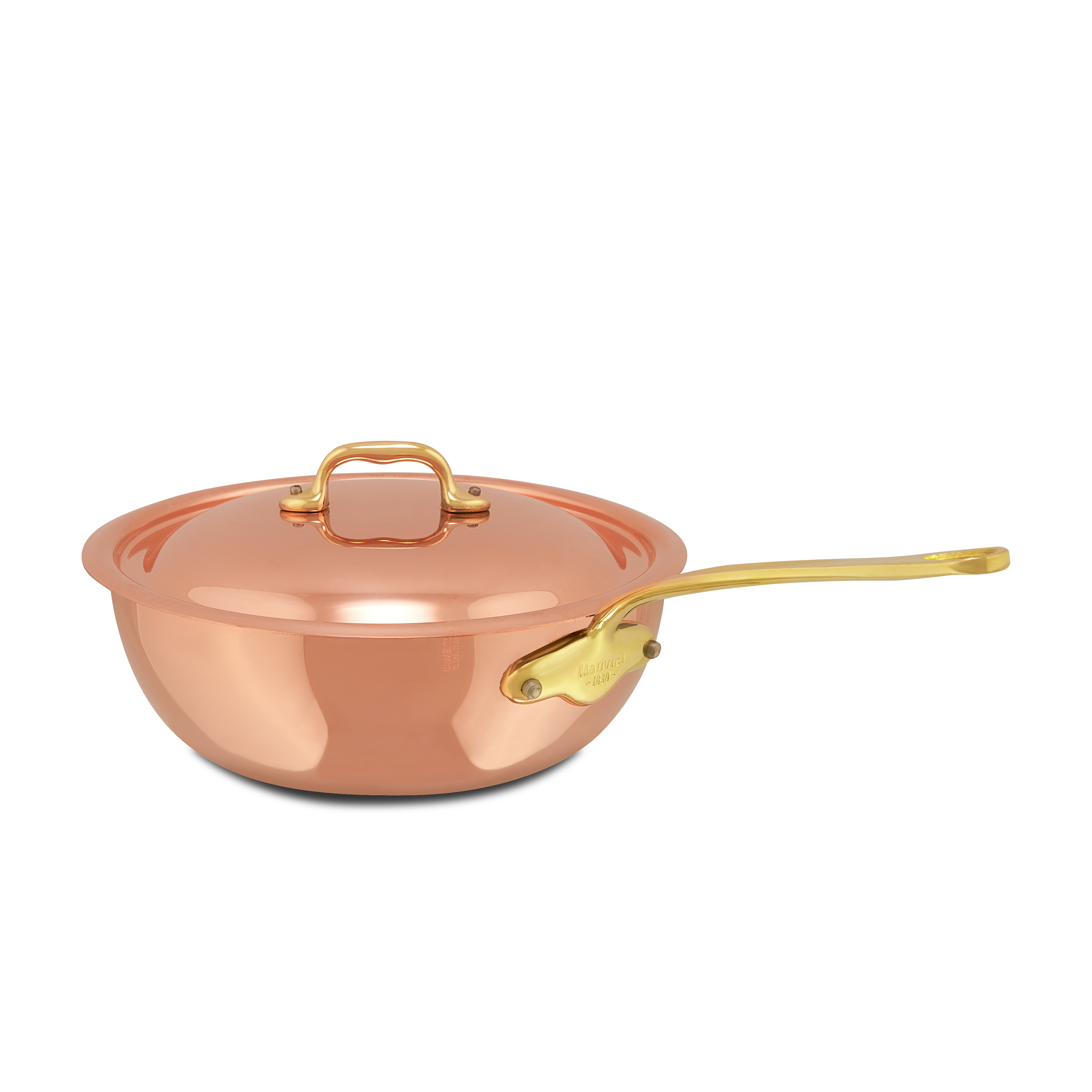 Mauviel M'Heritage M'150 B Copper Chef Pan With Lid and Brass Handle, 2.1-Qt - Mauviel1830
