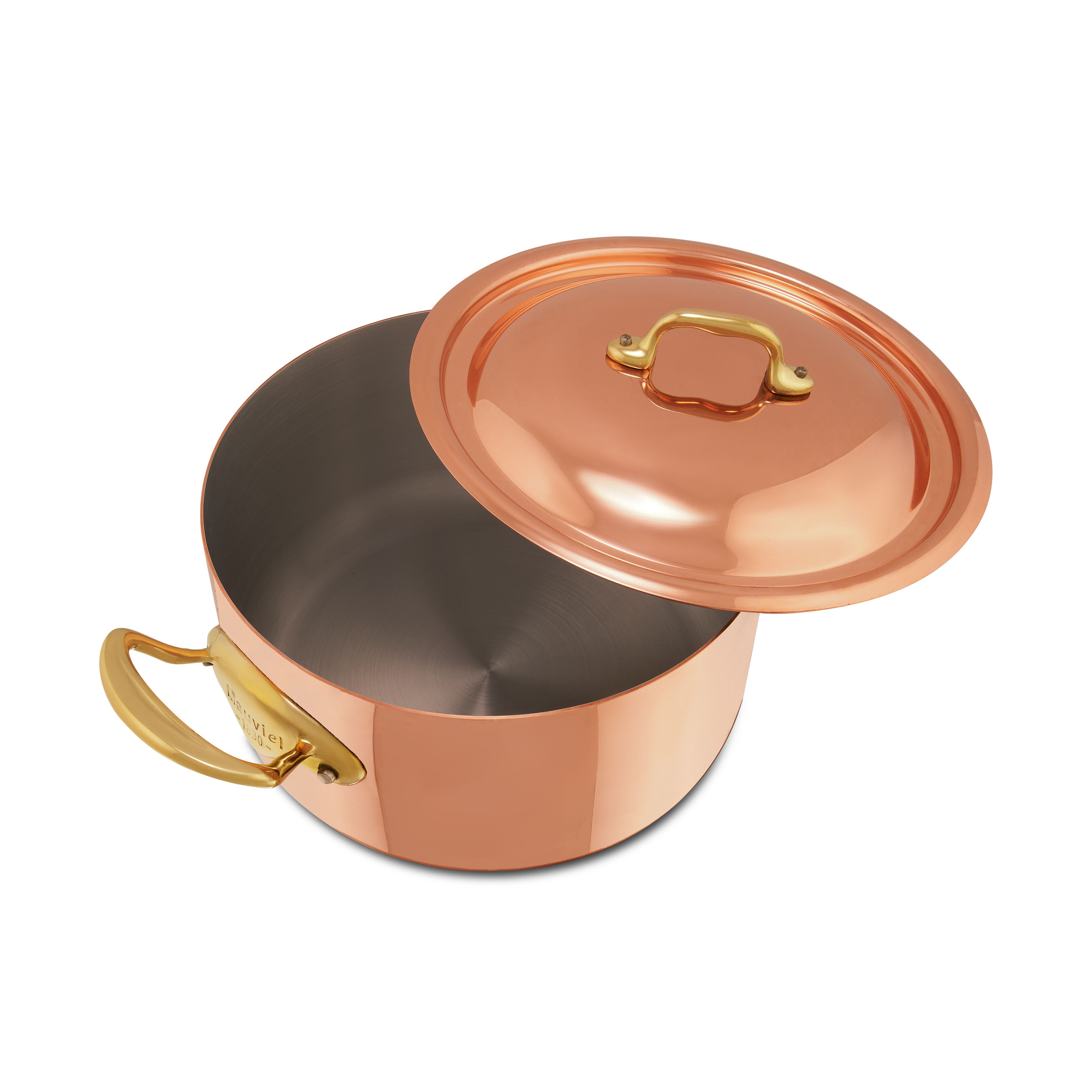 Mauviel M'Heritage M'150 B Copper Stewpan With Lid, Brass Handles - Mauviel1830