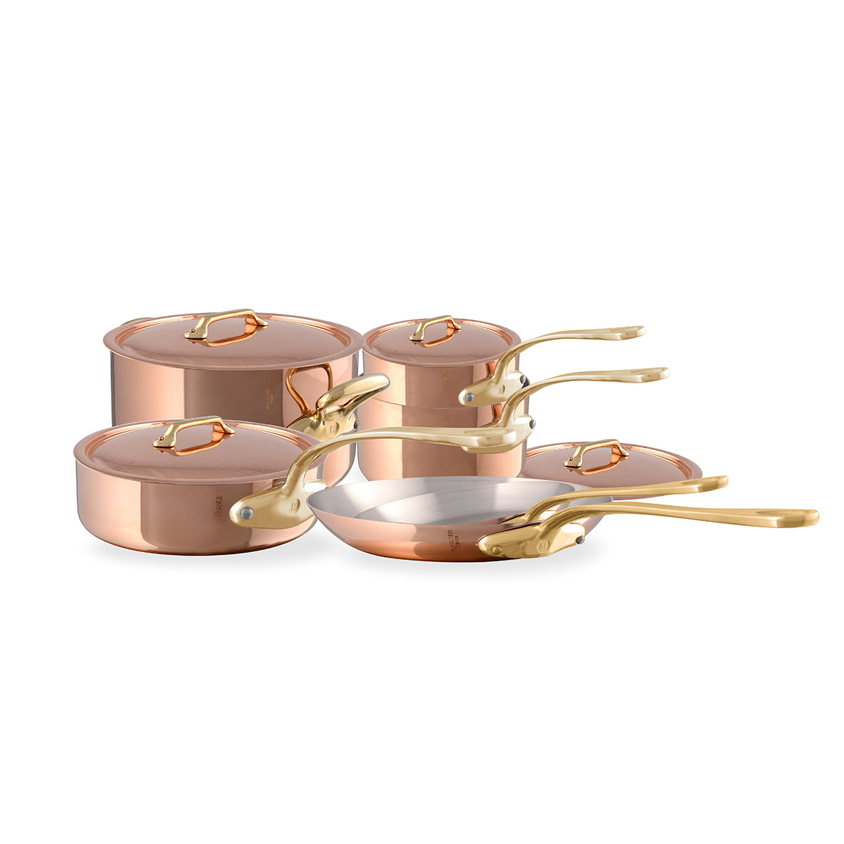 Mauviel M'Heritage M'250 B 10-Piece Cookware Set, Brass Handles - Mauviel1830