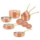 Mauviel M'Heritage M'200 B 12-Piece Copper Cookware Set With Brass Handles - Mauviel1830