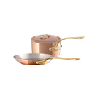 Mauviel M'Heritage M'200 B Copper Sauce Pan With Lid 1.2-Qt and Fry Pan 7.9-In, Brass Handles - Mauviel1830