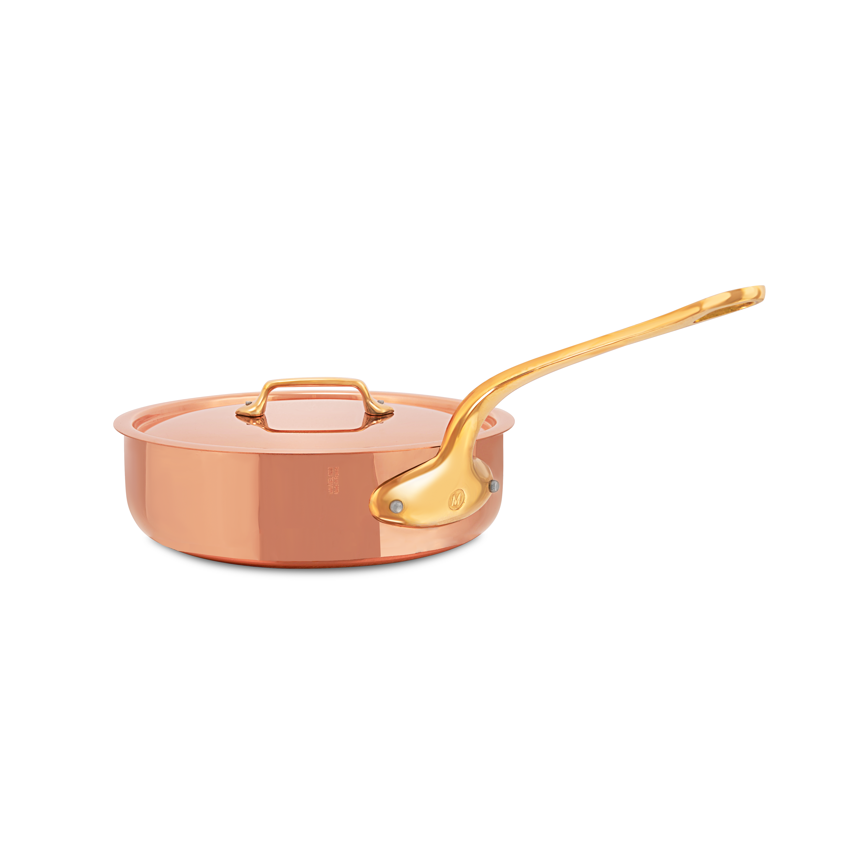 Mauviel M'Heritage M'200 B Copper Saute Pan With Lid, Brass Handle - Mauviel1830