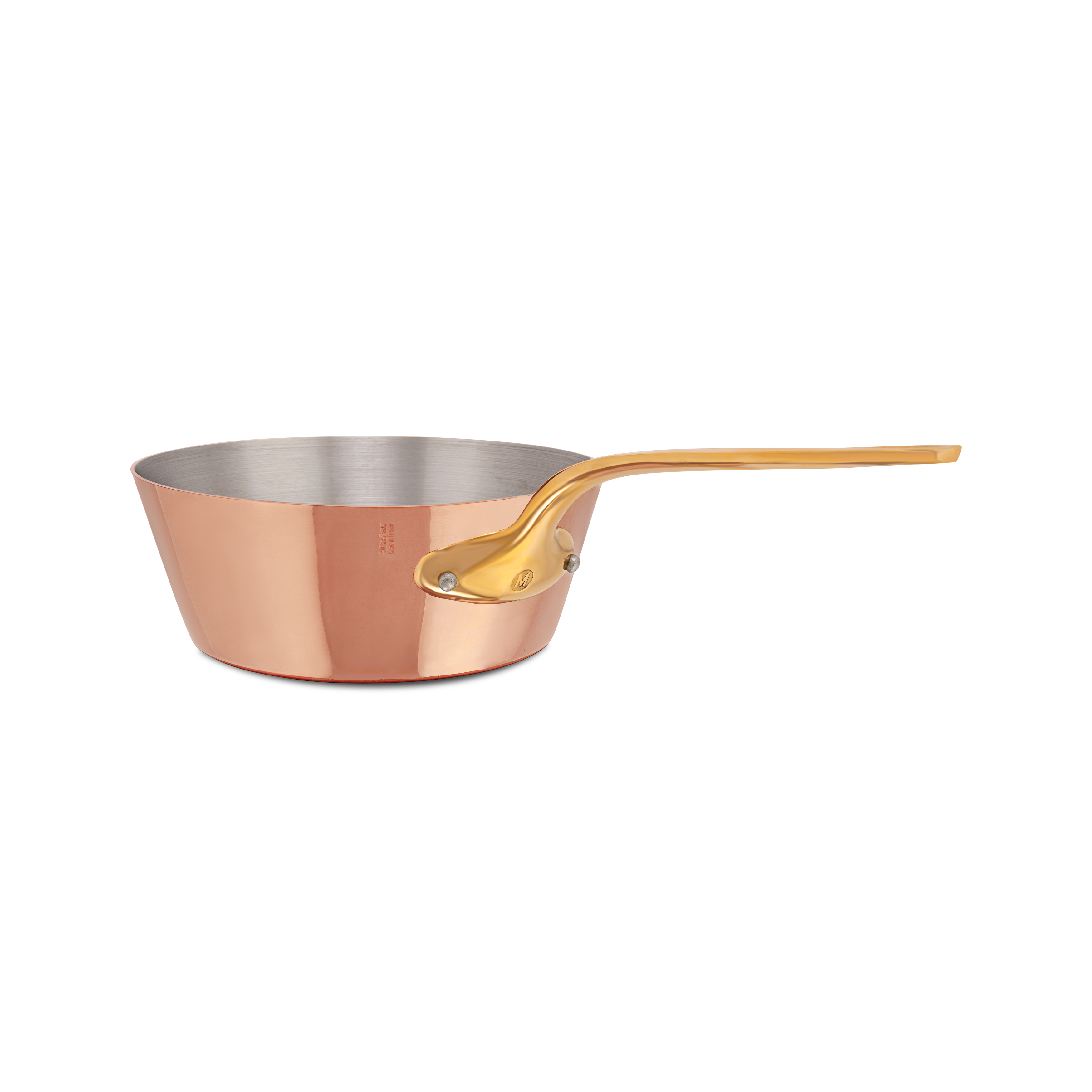 Mauviel M'Heritage M'200 B Copper Splayed Saute Pan With Brass Handle, 3.6-Qt - Mauviel1830