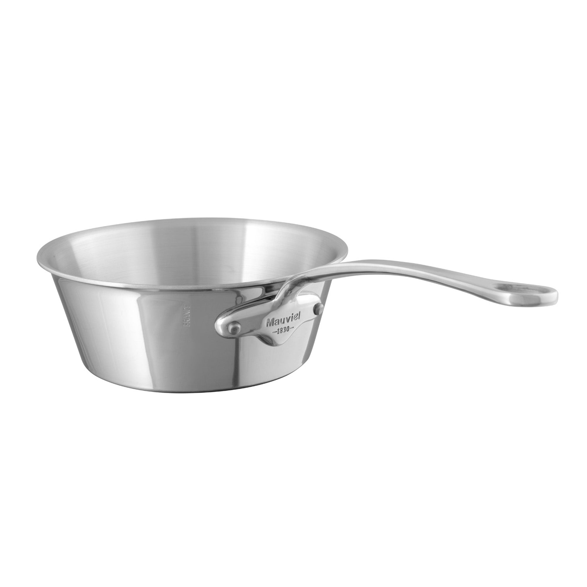 Mauviel M'COOK 5-Ply Splayed Saute Pan With Lid, Cast Stainless Steel Handle, 1.1-Qt - Mauviel1830