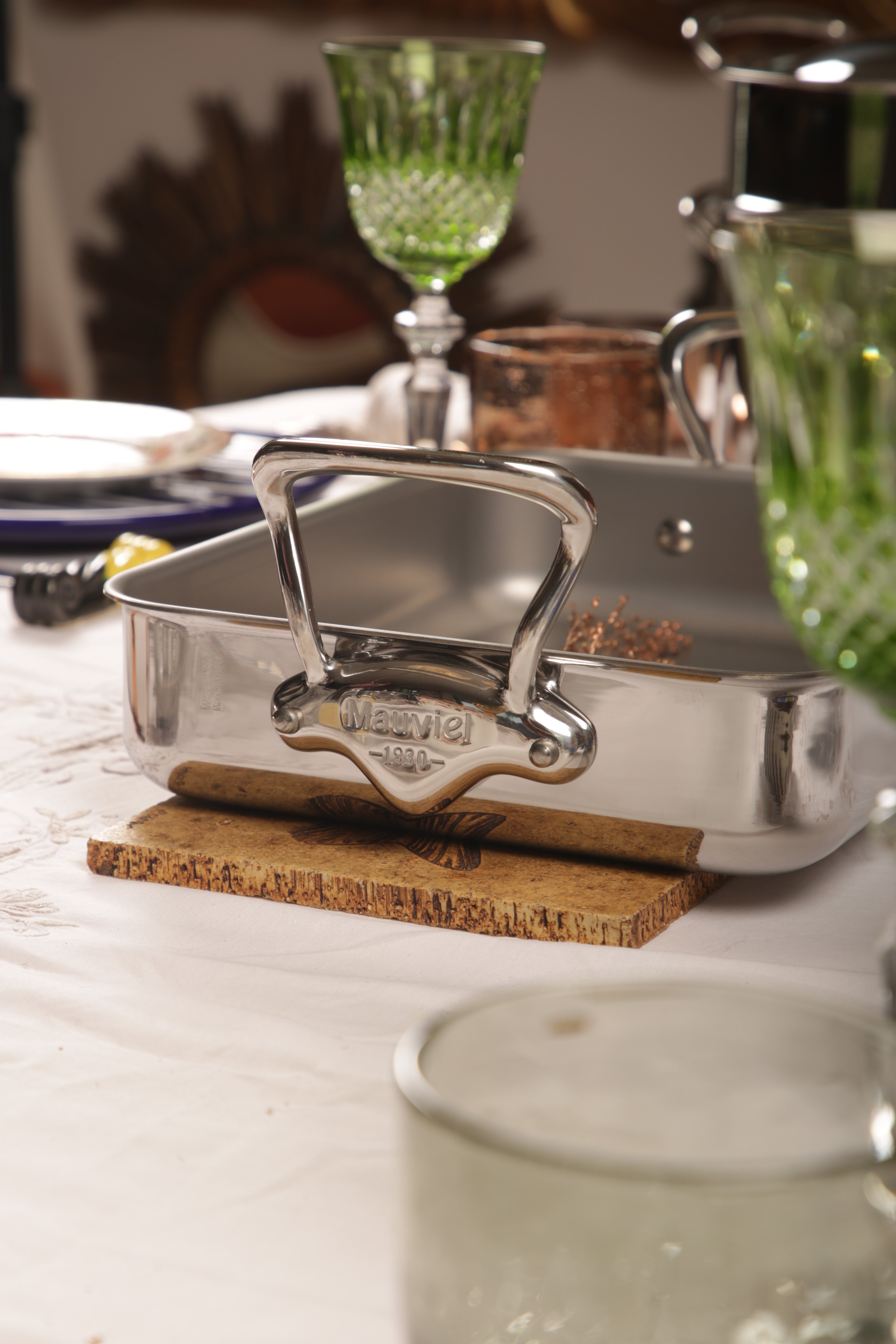 Mauviel Stainless Steel Roasting Pan With Cast Stainless Steel Handle, 9.8 x 8.6-in - Mauviel1830