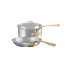 Mauviel M'ELITE B Hammered 5-Ply 3-Piece Cookware Set With Brass Handles - Mauviel1830
