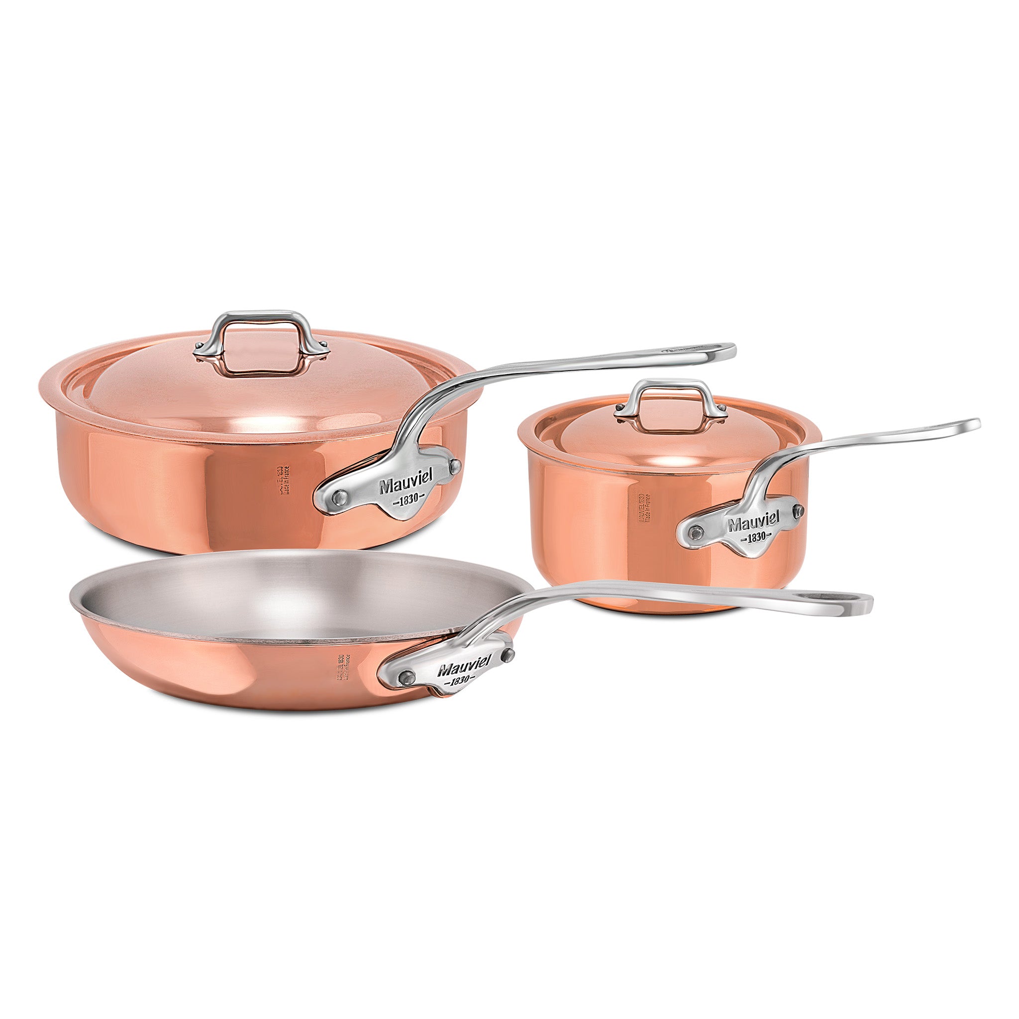 Mauviel M'6 S 5-Piece Induction Copper Cookware Set With Cast Stainless Steel Handles