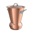 Mauviel M'Tradition polished copper steamed potatoes pot with tin lining, cast stainless steel handles, and lid, 2.8-quart capacity
