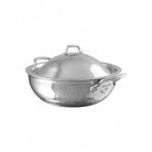Mauviel M'ELITE Hammered 5-Ply Curved Splayed Saute Pan With Dome Lid, Cast Stainless Steel Handles - Mauviel1830