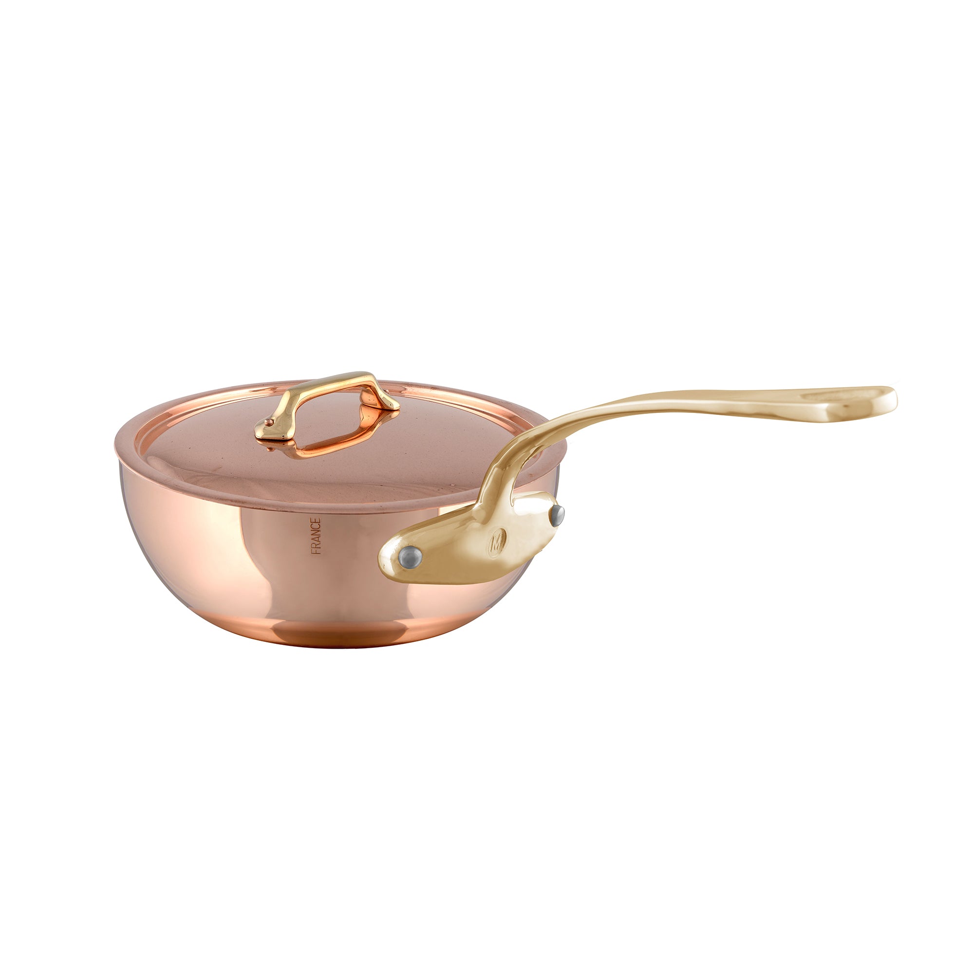 Mauviel M'Heritage M'250 B Chef Pan With Lid, Brass Handle, 3.6-Qt - Mauviel1830
